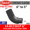 14-01726 6" to 5" Peterbilt 379 Chrome Elbow PB6-01726C