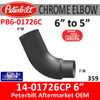 14-01726 6" to 5" Peterbilt 379 Chrome Elbow PB6-01726C