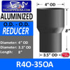 R4O-35OA 4" OD to 3.5" OD Exhaust Reducer Aluminized Pipe