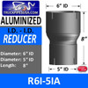 R6I-5IA 6" ID to 5" ID Exhaust Reducer Aluminized Pipe