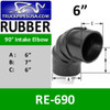 RE-690 6" 90 Degree Air Intake Rubber Elbow