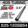 3.5" x 120" Straight Cut 409 Aluminized Stainless Steel Tube S35-120SBS4