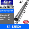 4" x 12" Straight Cut Aluminized Exhaust Stack ID End S4-12EXA