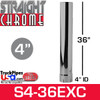 4" x 36" Straight Cut Chrome Exhaust Stack ID End S4-36EXC