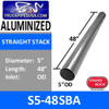 4" x 48" Straight Cut Aluminized Exhaust Stack OD Ends S4-48SBA