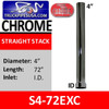 4" x 72" Straight Cut Chrome Exhaust Stack ID End S4-72EXC