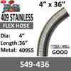 4" x 36" 409 Stainless Steel Flex Exhaust Hose S49-436