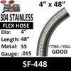 4" x 48" 304 Stainless Steel Flex Exhaust Hose SF-448