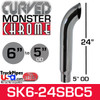 6" x 24" Curved Top Monster Chrome Stack Reduced to 5" OD
