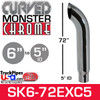 6" x 72" Curved Top Monster Chrome Stack Reduced to 5" ID