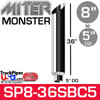 8" x 36" Miter Cut Chrome Monster Stack Reduced to 5" OD