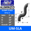 5" OD Aluminized Dump Truck Pipe A-18 B-16 C-24 OVERALL 37" UM-5LA