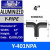 4" Y-Pipe Aluminized Exhaust Pipe with No Plate 12" x 8" Y-401NPA