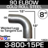 8" Exhaust 90 Degree Elbow 18" x 18" square OD-OD Cold Rolled 3-800-15PE
