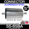 5" x 8" Aluminized Exhaust Connector OD-OD S5-8SBA