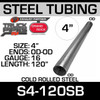 4" x 120" Straight Cold Roll Steel Exhaust Tubing OD-OD S4-120SB