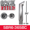 6" x 36" Brute Chrome Monster Stack Reduced to 5" OD Bottom