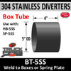 BT-5SS 5" OD 304 Stainless Steel Weld to Stainless Steel Diverter Box