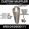 11" Universal Muffler 4" OD End In and Out Muffler ARG-0436OD-11