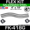 4" x 18" Galvanized Flex Pipe Kit 2 Clamps Included FK-418G