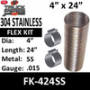 4" x 24" Stainless Steel Flex Pipe Kit 2 Clamps Included FK-424SS