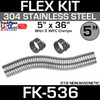 5" x 36" Stainless Steel Flex Pipe Kit with 2 Clamps FK-536