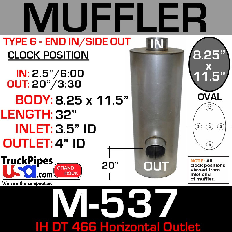 1648000C2 International DT466 Oval Muffler M-537 Type 6 M090547