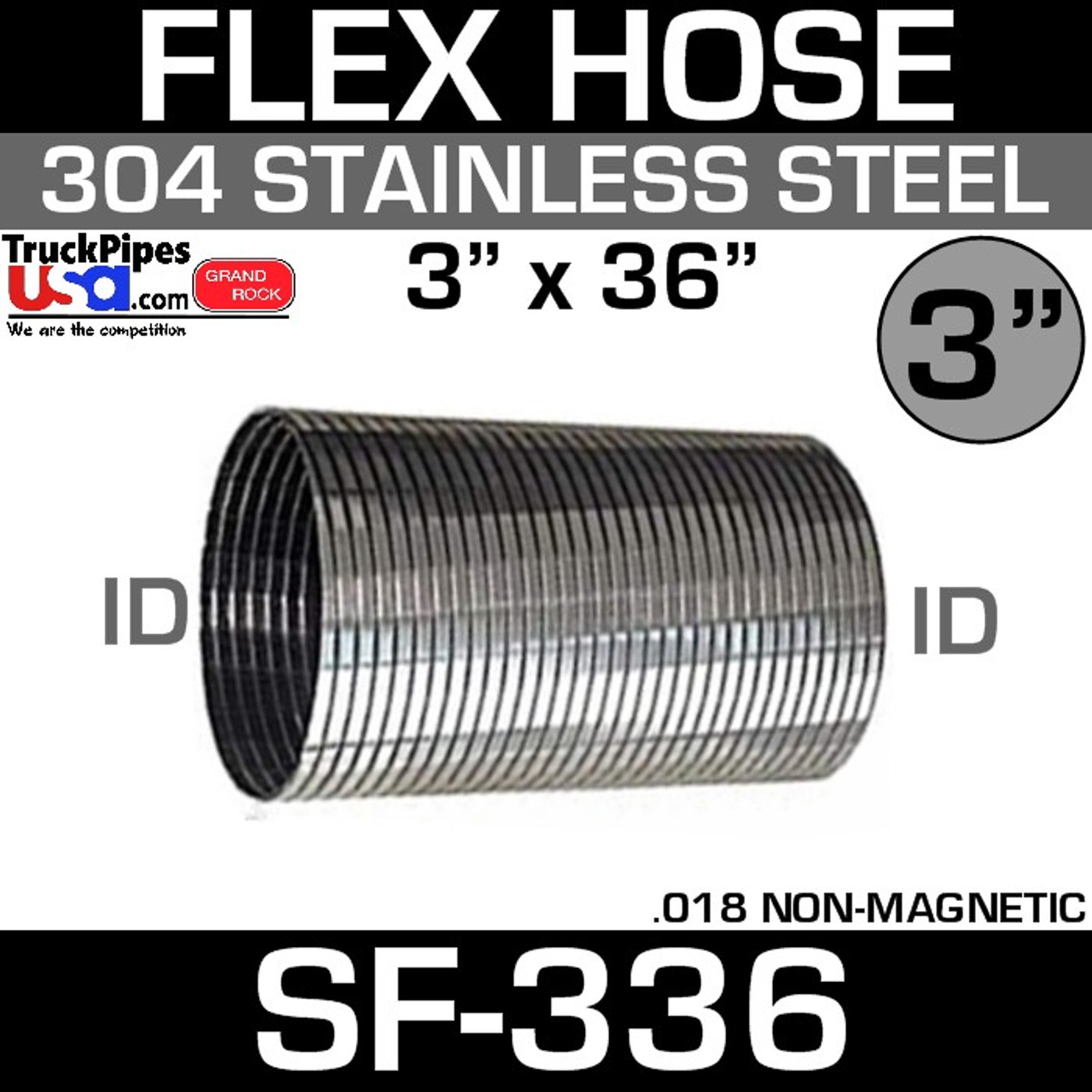 Flex Exhaust Hose 3 X 36 .018 Stainless Steel Flex SF-336