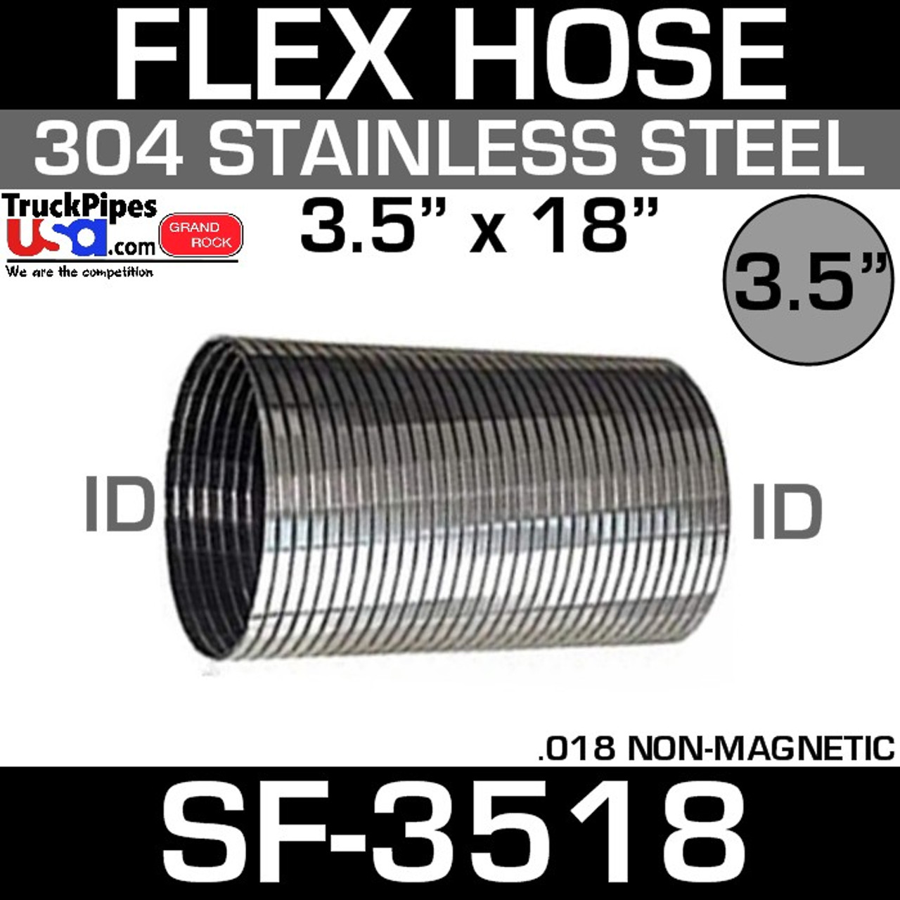 Flex Exhaust 3.5 inch X 18 inch .018 Stainless Steel Flex