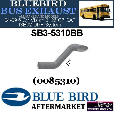 SB3-5310BB 4" 2 Bend Bluebird Bus Exhaust with Miter ID-OD