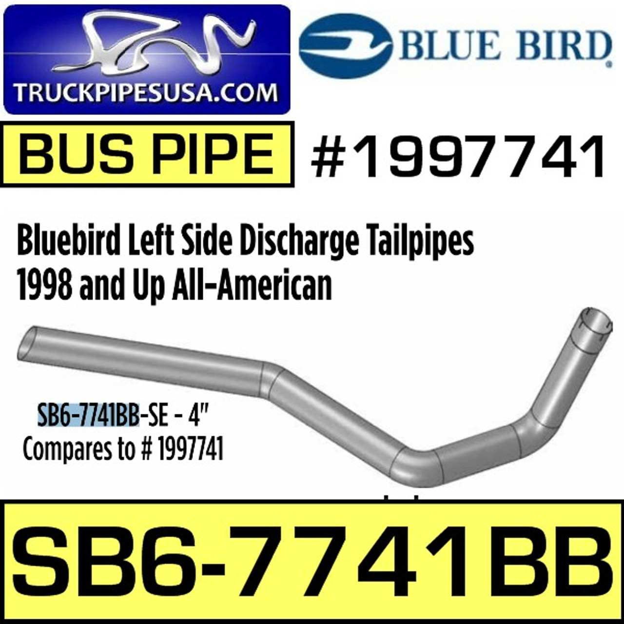 1997741 Bluebird Bus Exhaust with Miter 4" SB67741BBSE 1998 & Up
