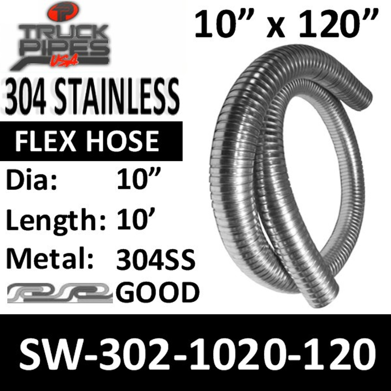 10 Generator Exhaust flex hose 304 Stainless Steel Flex