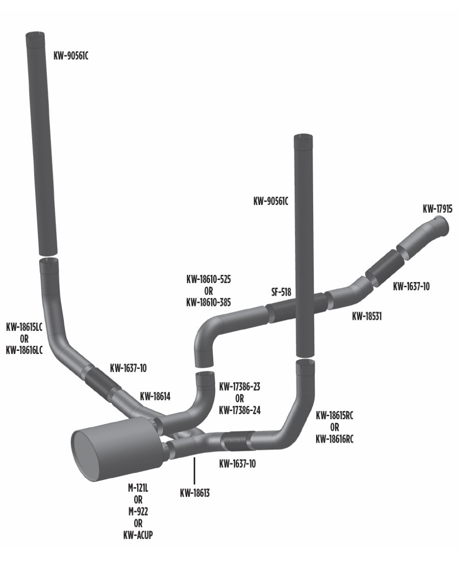 Kenworth Exhaust Kit for Early Aerocab 1 Muffler