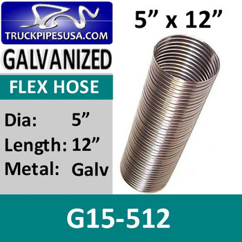 5" x 12" .015 Galvanized Exhaust Flex Hose G15-512