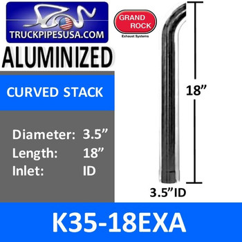 3.5" x 18" Curved Top ID Aluminized Stack Pipe K35-18EXA