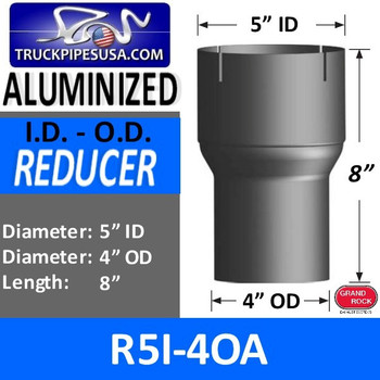 5" ID to 4" OD Exhaust Reducer Aluminized Pipe R5I-4OA