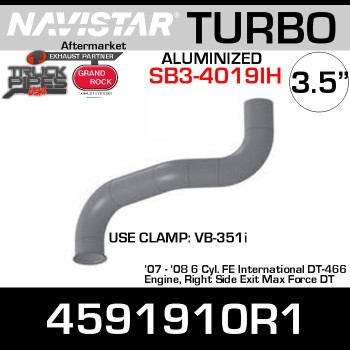 4591910R1 International Bus Pipe 3 Bend 3.5" OD Flared End ALZ