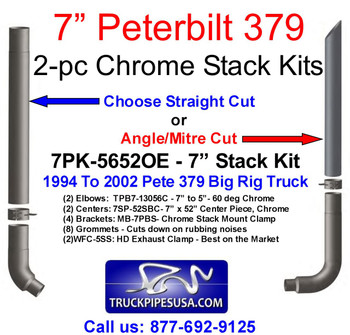 7" Peterbilt 379 Chrome Stack Kit - 7PK-5652OE 7" Peterbilt 379 Chrome Stack Kit - 7PK-5652OE