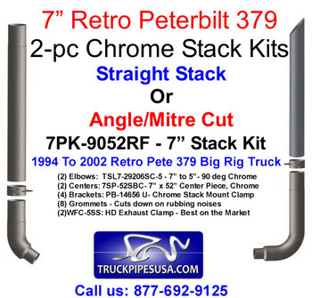 Peterbilt 379 Chrome Stack Kit - Choose Mitre or Straight Cut Peterbilt 379 Chrome Stack Kit - Choose Mitre or Straight Cut