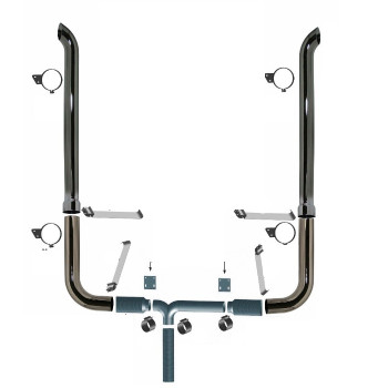 7" Peterbilt Retro 379 Chrome Stack Kit with 84" Curved Stack and Brackets 7" Peterbilt Retro 379 Chrome Stack Kit with 84" Curved Stack and Brackets