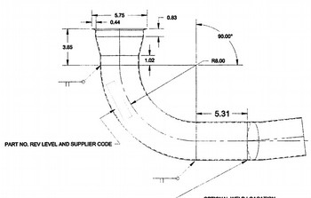 14-15319 Peterbilt 4" Aluminized Exhaust Turbo 90 Elbow with 5.75" Lip
