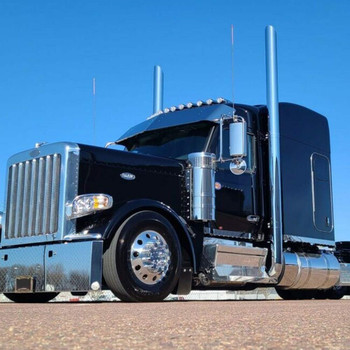 Peterbilt 589 8" Exhaust Kit for Factory Side Exhaust By Lincoln Chrome mounted