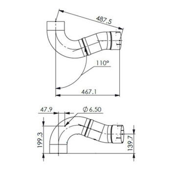 Peterbilt SCR Outlet Exhaust Pipe M668703-Dimensions