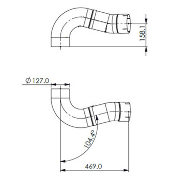 Peterbilt Kenworth SCR Outlet Exhaust Pipe-Dimensions