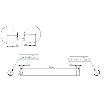 Western Star SCR Intermediate Exhaust Pipe-Dimensions