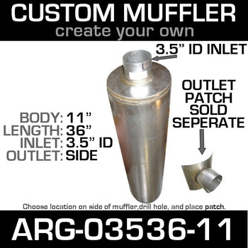 11" Universal Muffler 3.5" ID End In and Out Muffler ARG-03536-11