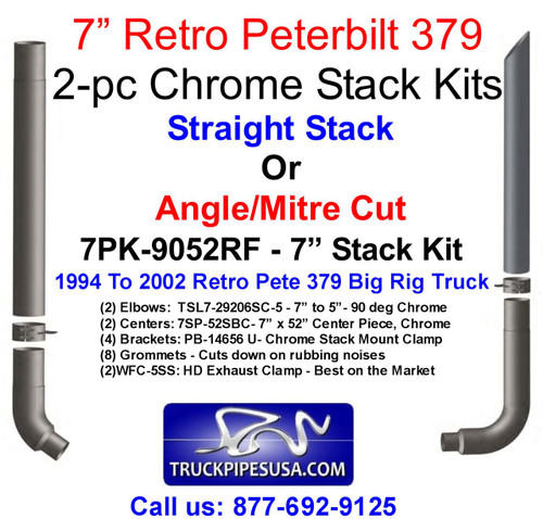 7PK-9052RF 7" Peterbilt Retro 379 Chrome Stack Kit - 7PK-9052RF 7PK-9052RF 7" Peterbilt Retro 379 Chrome Stack Kit - 7PK-9052RF