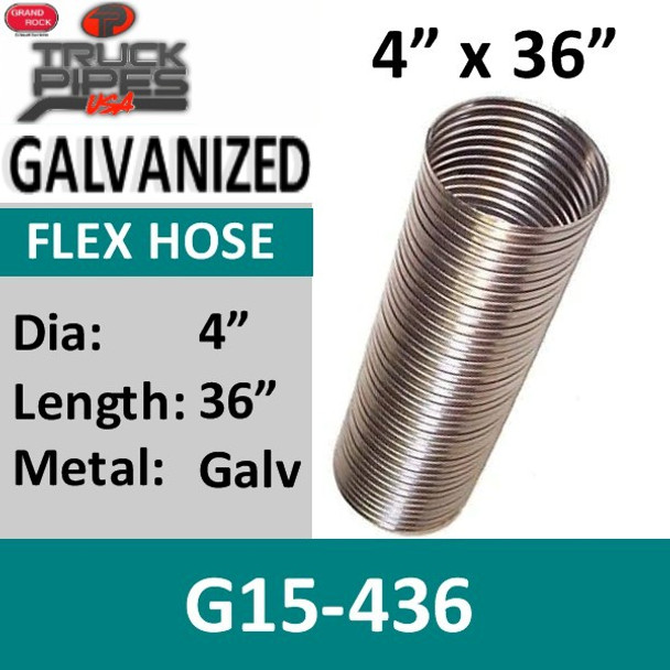 4" x 36" .015 Galvanized Exhaust Flex Hose G15-436