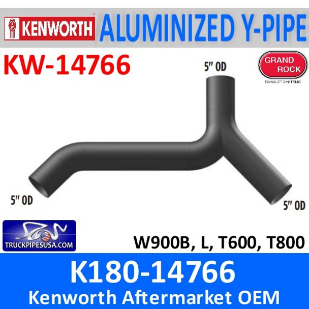 K180-14766 Kenworth Exhaust Aluminized Y-Pipe W900-T600-T800