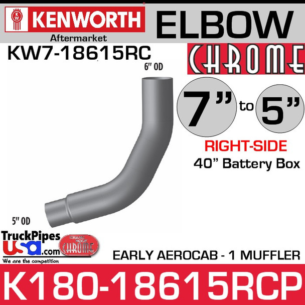 7" to 5" Kenworth Aerocab Right Side Chrome Elbow 40" Box K180-18615RCP